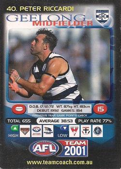 2001 Team Zone AFL Team #40 Peter Riccardi Front
